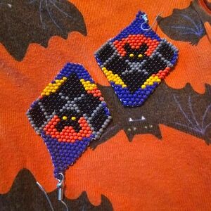 Spooky beaded bat earrings